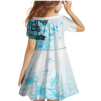 Fiji Family Matching Mermaid Dress and Hawaiian Shirt Masi Tapa Pattern Blue LT05 - Polynesian Pride