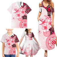 Fiji Family Matching Summer Maxi Dress and Hawaiian Shirt Masi Tapa Pattern Red LT05 - Polynesian Pride