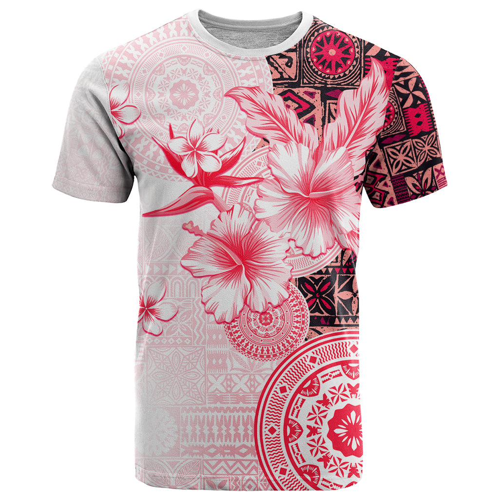 Fiji T Shirt Masi Tapa Pattern Red LT05 Red - Polynesian Pride