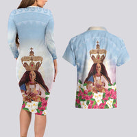 Guam Patroness Couples Matching Long Sleeve Bodycon Dress and Hawaiian Shirt The Legend Santa Marian Kamalen LT05 - Polynesian Pride