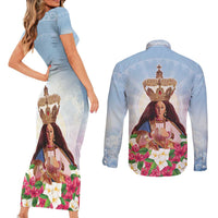 Guam Patroness Couples Matching Short Sleeve Bodycon Dress and Long Sleeve Button Shirt The Legend Santa Marian Kamalen LT05 - Polynesian Pride