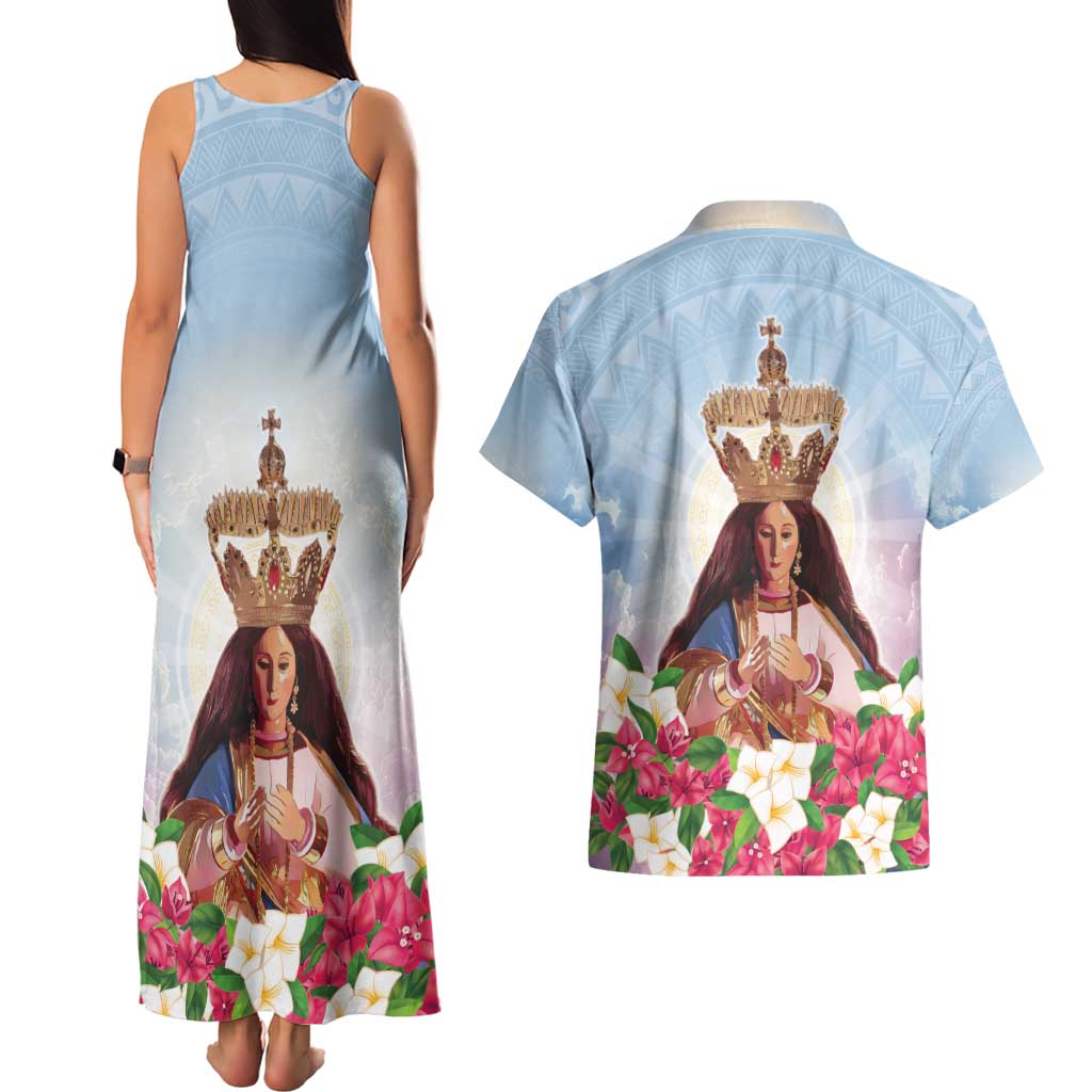 Guam Patroness Couples Matching Tank Maxi Dress and Hawaiian Shirt The Legend Santa Marian Kamalen LT05 - Polynesian Pride