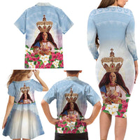 Guam Patroness Family Matching Long Sleeve Bodycon Dress and Hawaiian Shirt The Legend Santa Marian Kamalen LT05 - Polynesian Pride