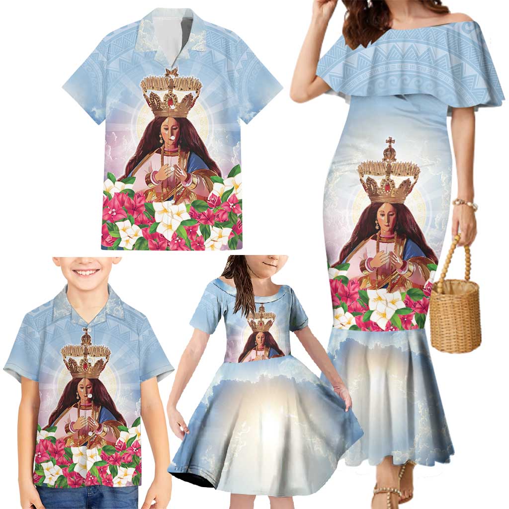 Guam Patroness Family Matching Mermaid Dress and Hawaiian Shirt The Legend Santa Marian Kamalen LT05 - Polynesian Pride