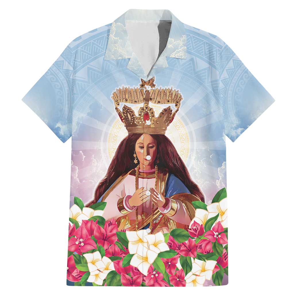 Guam Patroness Family Matching Mermaid Dress and Hawaiian Shirt The Legend Santa Marian Kamalen LT05 Dad's Shirt - Short Sleeve Blue - Polynesian Pride