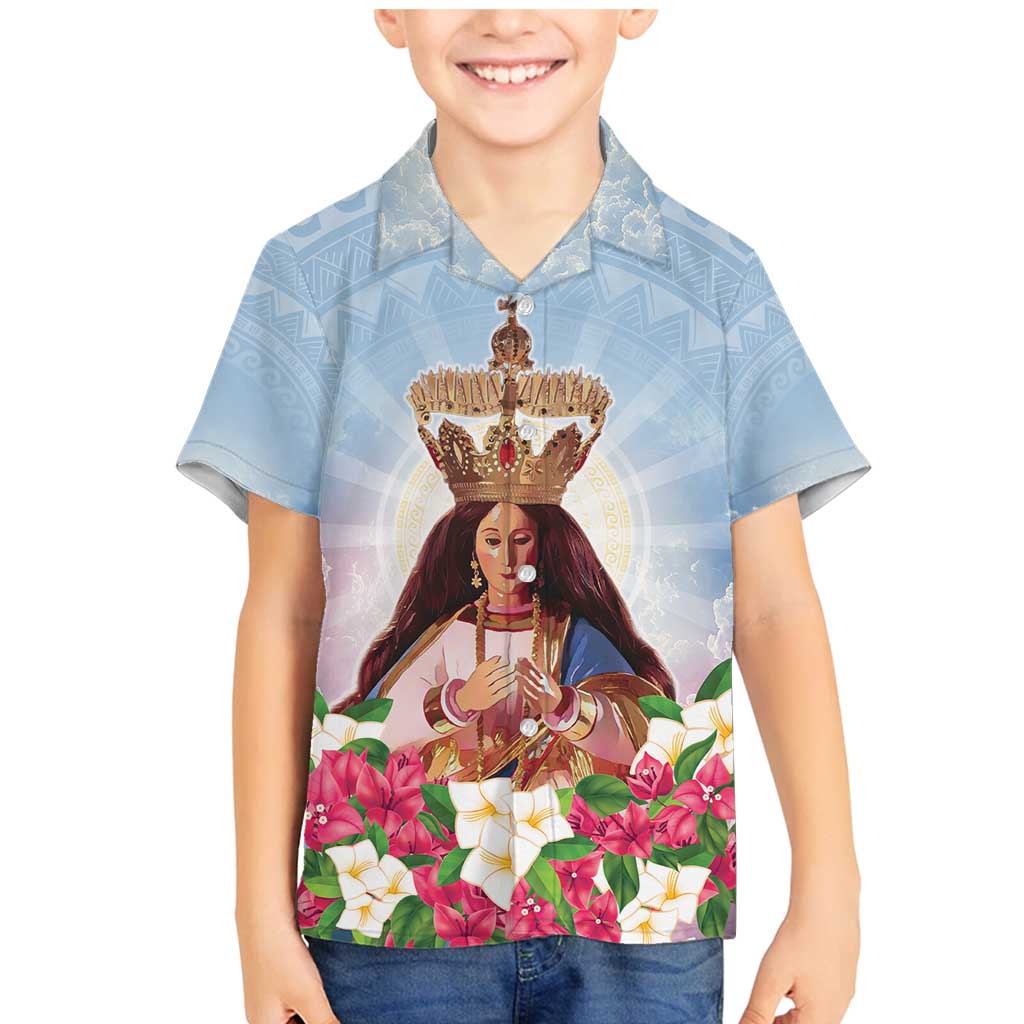 Guam Patroness Family Matching Mermaid Dress and Hawaiian Shirt The Legend Santa Marian Kamalen LT05 Son's Shirt Blue - Polynesian Pride