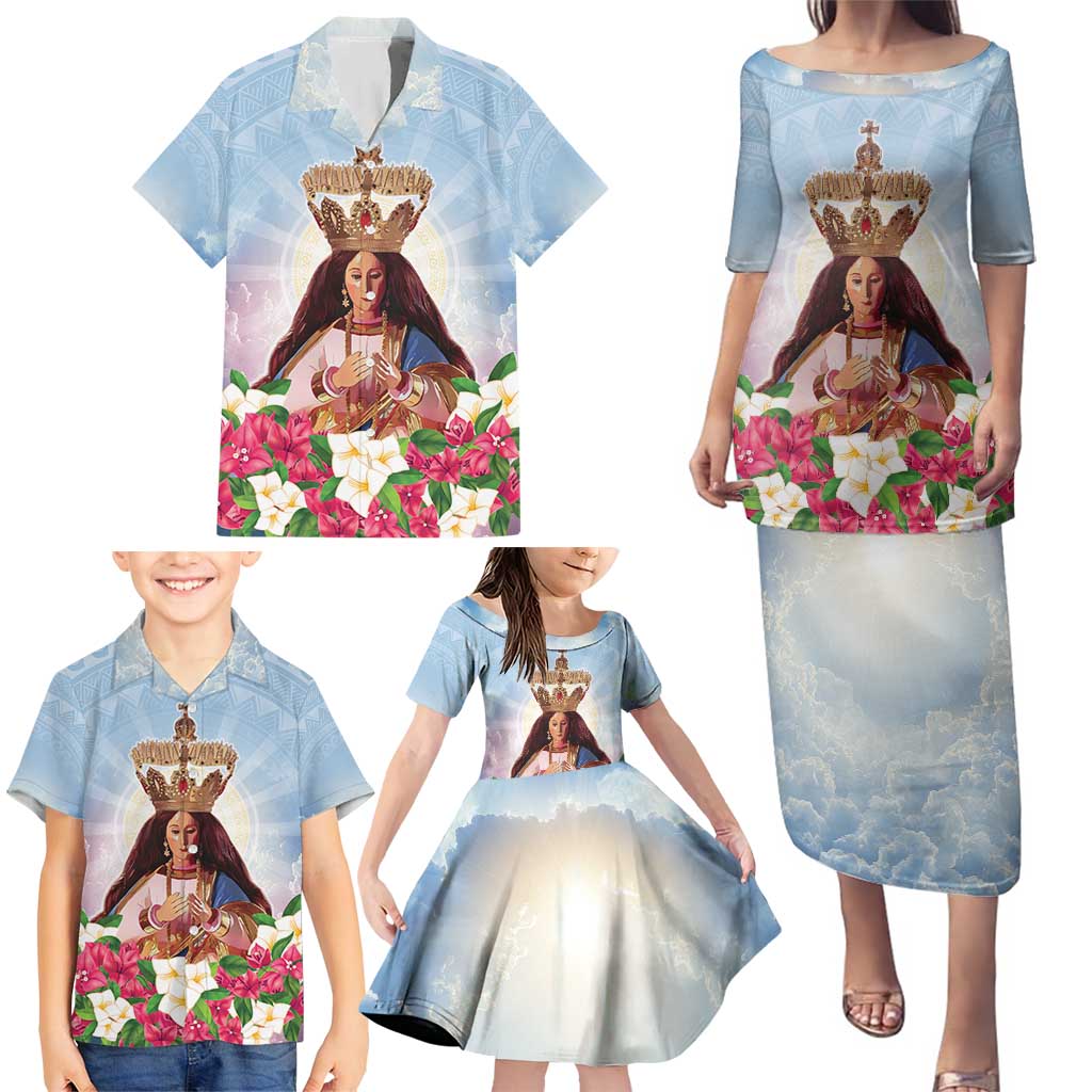 Guam Patroness Family Matching Puletasi and Hawaiian Shirt The Legend Santa Marian Kamalen LT05 - Polynesian Pride