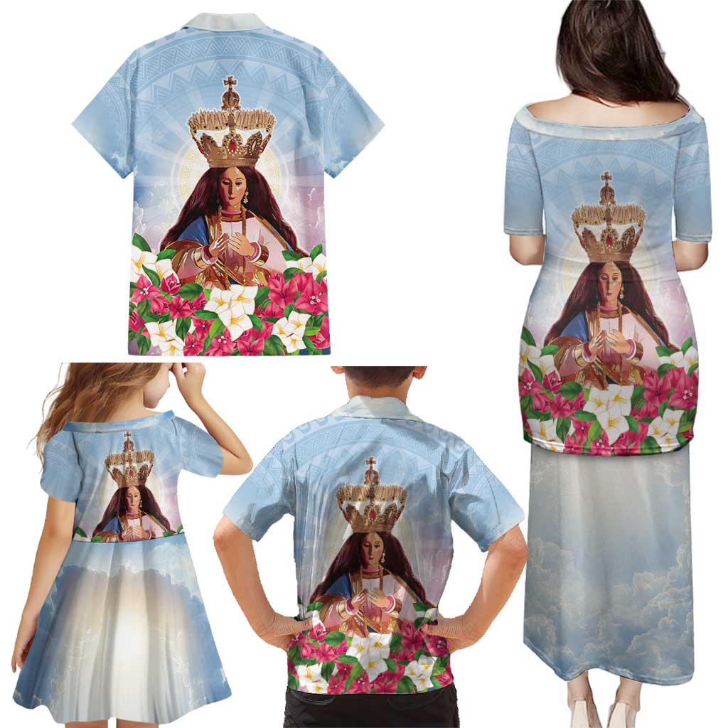 Guam Patroness Family Matching Puletasi and Hawaiian Shirt The Legend Santa Marian Kamalen LT05 - Polynesian Pride