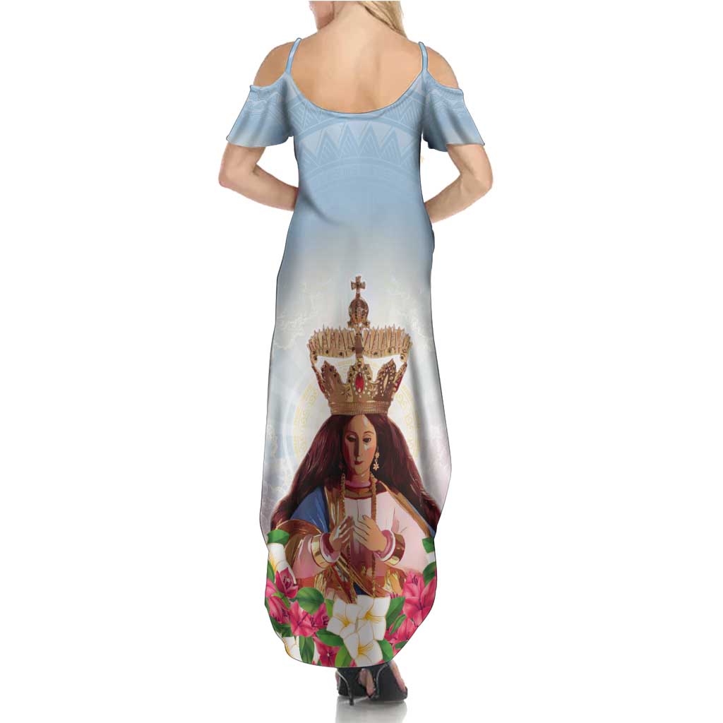 Guam Patroness Family Matching Summer Maxi Dress and Hawaiian Shirt The Legend Santa Marian Kamalen LT05 - Polynesian Pride