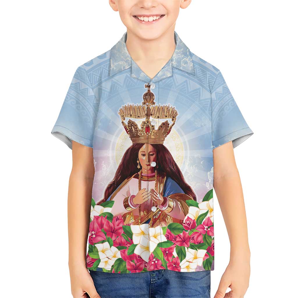 Guam Patroness Kid Hawaiian Shirt The Legend Santa Marian Kamalen LT05 Kid Blue - Polynesian Pride