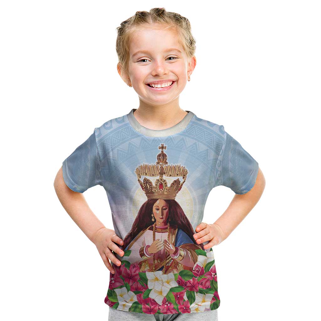Guam Patroness Kid T Shirt The Legend Santa Marian Kamalen LT05 Blue - Polynesian Pride