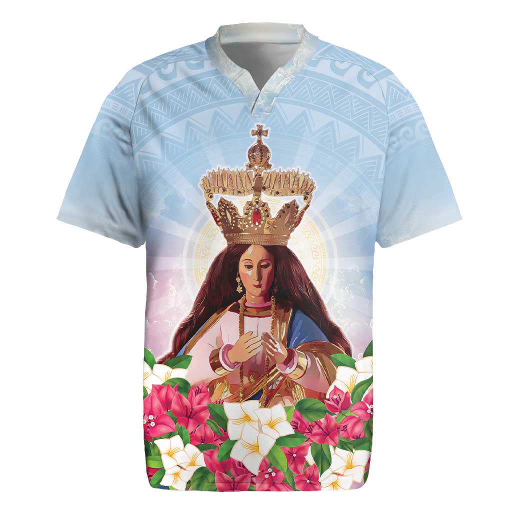 Guam Patroness Rugby Jersey The Legend Santa Marian Kamalen LT05 Blue - Polynesian Pride