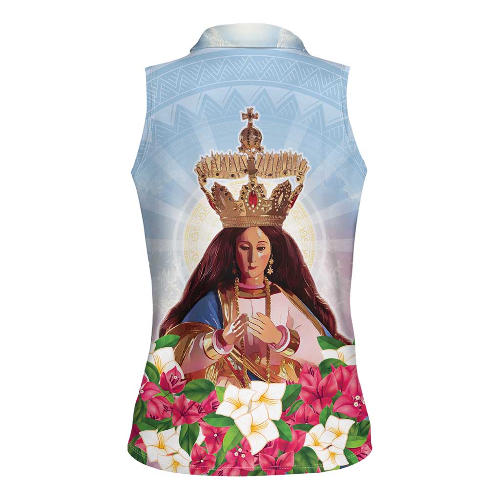 Guam Patroness Women Sleeveless Polo Shirt The Legend Santa Marian Kamalen LT05 - Polynesian Pride