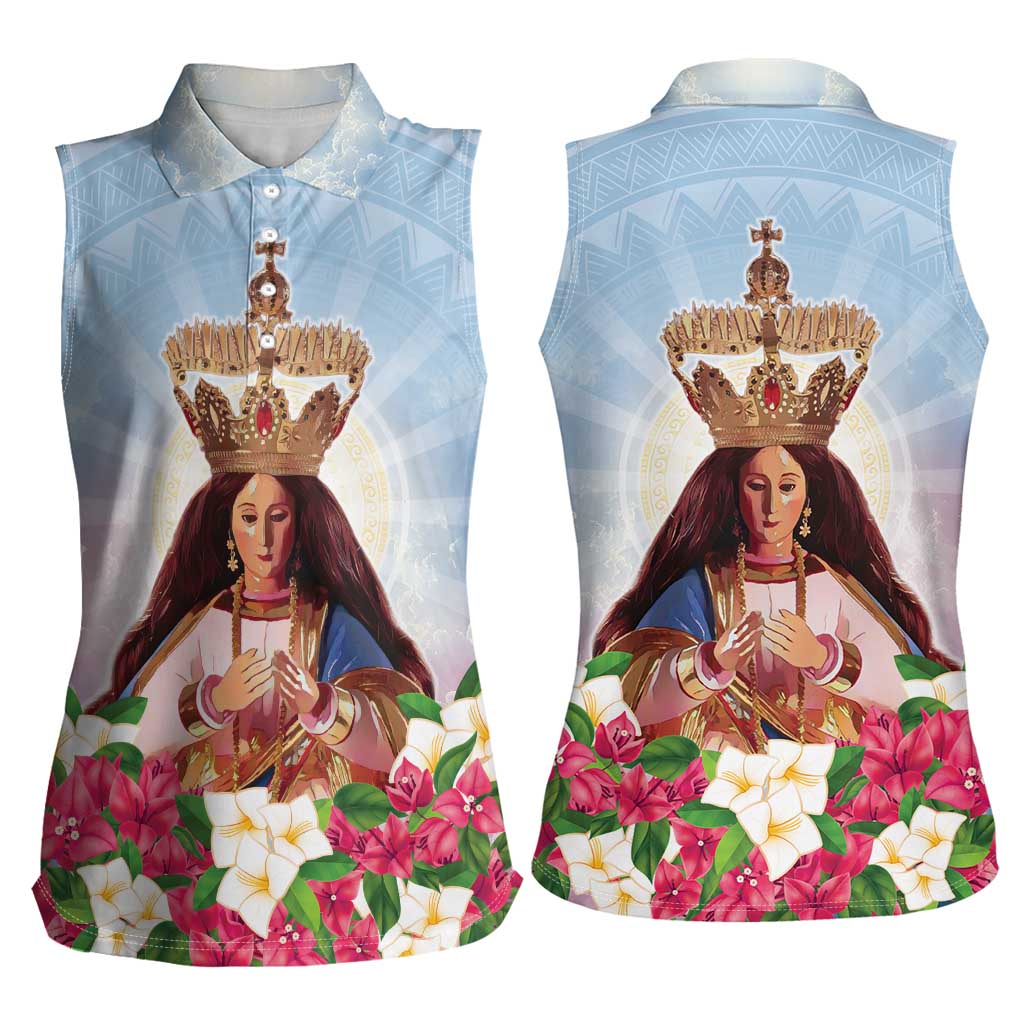 Guam Patroness Women Sleeveless Polo Shirt The Legend Santa Marian Kamalen LT05 - Polynesian Pride