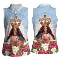 Guam Patroness Women Sleeveless Polo Shirt The Legend Santa Marian Kamalen LT05 - Polynesian Pride