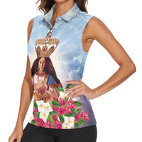 Guam Patroness Women Sleeveless Polo Shirt The Legend Santa Marian Kamalen LT05 - Polynesian Pride