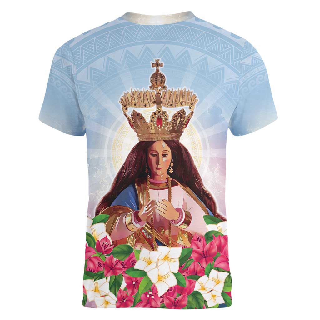 Guam Patroness Women V-Neck T-Shirt The Legend Santa Marian Kamalen LT05 - Polynesian Pride