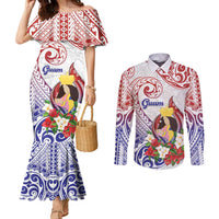Happy Guam Santa Marian Kamalen Day Couples Matching Mermaid Dress and Long Sleeve Button Shirt LT05 White - Polynesian Pride