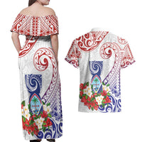 Happy Guam Santa Marian Kamalen Day Couples Matching Off Shoulder Maxi Dress and Hawaiian Shirt LT05 - Polynesian Pride