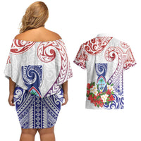 Happy Guam Santa Marian Kamalen Day Couples Matching Off Shoulder Short Dress and Hawaiian Shirt LT05 - Polynesian Pride