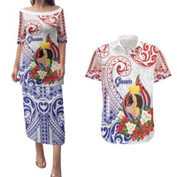 Happy Guam Santa Marian Kamalen Day Couples Matching Puletasi and Hawaiian Shirt LT05 White - Polynesian Pride