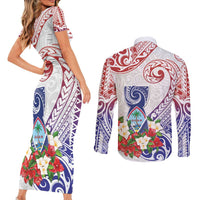 Happy Guam Santa Marian Kamalen Day Couples Matching Short Sleeve Bodycon Dress and Long Sleeve Button Shirt LT05 - Polynesian Pride