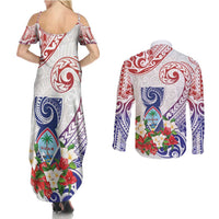 Happy Guam Santa Marian Kamalen Day Couples Matching Summer Maxi Dress and Long Sleeve Button Shirt LT05 - Polynesian Pride