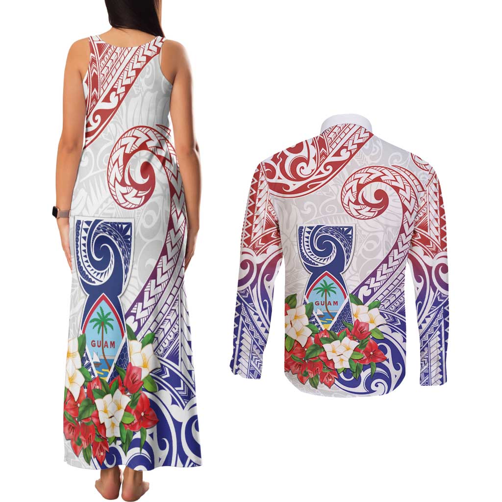 Happy Guam Santa Marian Kamalen Day Couples Matching Tank Maxi Dress and Long Sleeve Button Shirt LT05 - Polynesian Pride