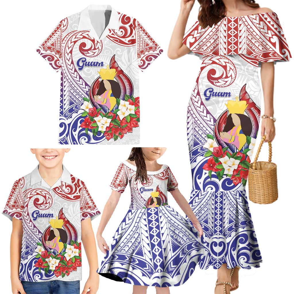 Happy Guam Santa Marian Kamalen Day Family Matching Mermaid Dress and Hawaiian Shirt LT05 - Polynesian Pride