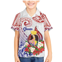 Happy Guam Santa Marian Kamalen Day Family Matching Mermaid Dress and Hawaiian Shirt LT05 Son's Shirt White - Polynesian Pride