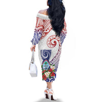 Happy Guam Santa Marian Kamalen Day Family Matching Off The Shoulder Long Sleeve Dress and Hawaiian Shirt LT05 - Polynesian Pride