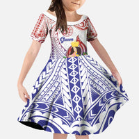 Happy Guam Santa Marian Kamalen Day Family Matching Off Shoulder Maxi Dress and Hawaiian Shirt LT05 Daughter's Dress White - Polynesian Pride