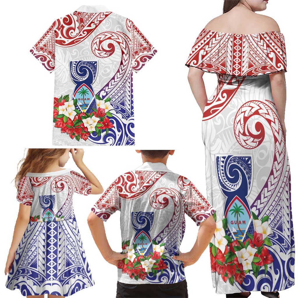 Happy Guam Santa Marian Kamalen Day Family Matching Off Shoulder Maxi Dress and Hawaiian Shirt LT05 - Polynesian Pride