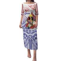 Happy Guam Santa Marian Kamalen Day Family Matching Puletasi and Hawaiian Shirt LT05 Mom's Dress White - Polynesian Pride