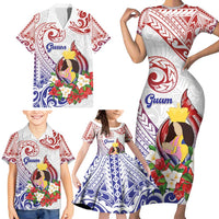 Happy Guam Santa Marian Kamalen Day Family Matching Short Sleeve Bodycon Dress and Hawaiian Shirt LT05 - Polynesian Pride