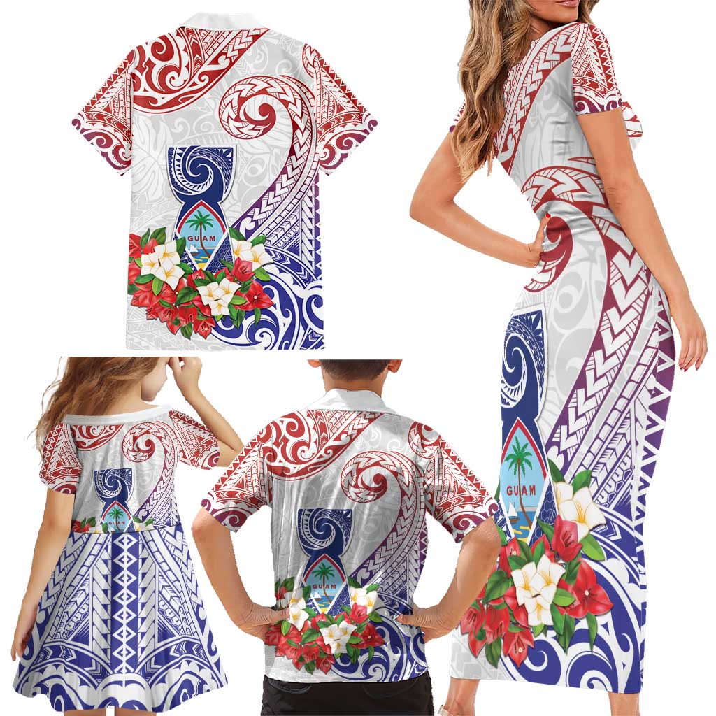 Happy Guam Santa Marian Kamalen Day Family Matching Short Sleeve Bodycon Dress and Hawaiian Shirt LT05 - Polynesian Pride