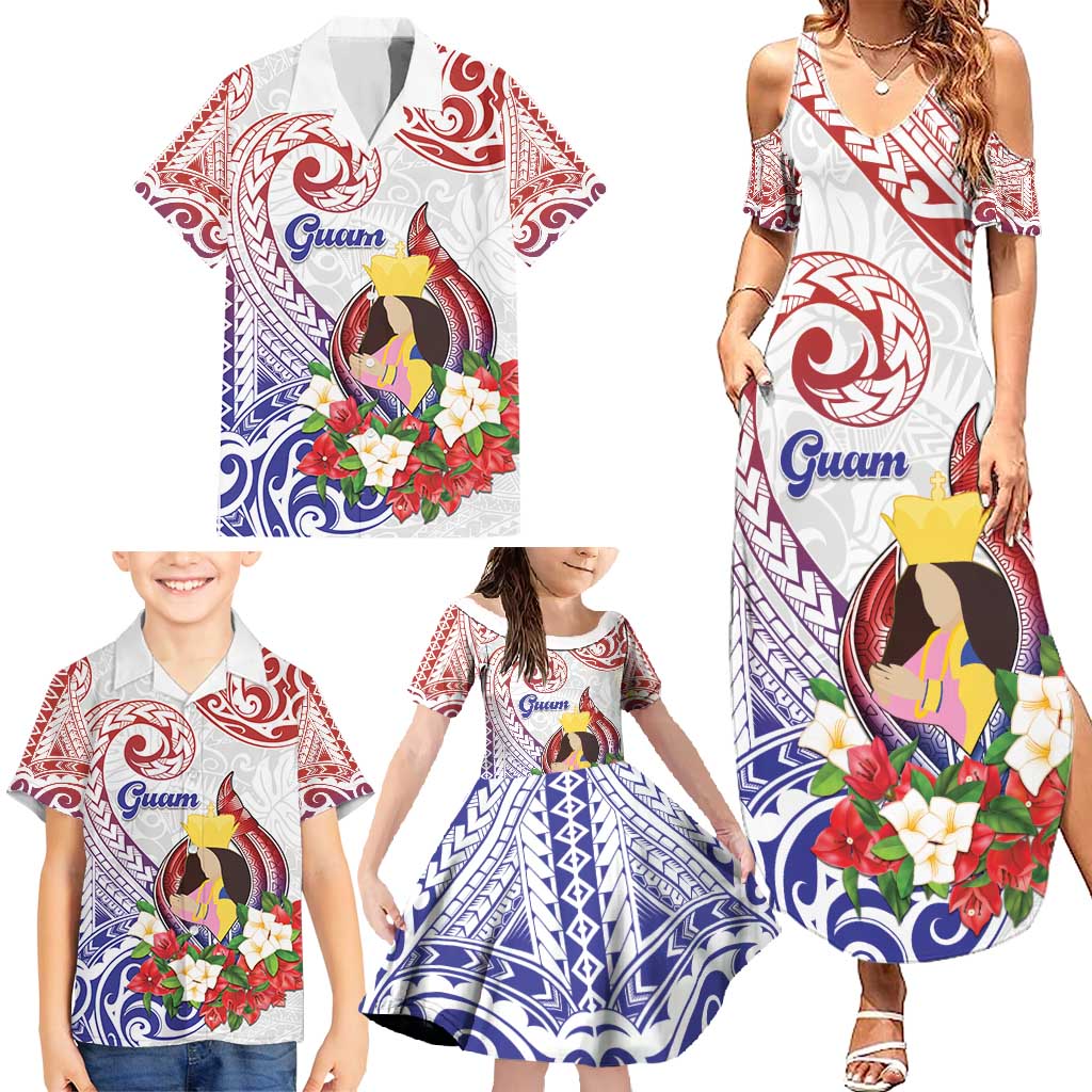 Happy Guam Santa Marian Kamalen Day Family Matching Summer Maxi Dress and Hawaiian Shirt LT05 - Polynesian Pride