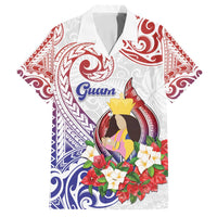 Happy Guam Santa Marian Kamalen Day Family Matching Summer Maxi Dress and Hawaiian Shirt LT05 Dad's Shirt - Short Sleeve White - Polynesian Pride