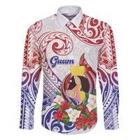 Happy Guam Santa Marian Kamalen Day Family Matching Tank Maxi Dress and Hawaiian Shirt LT05 Dad's Shirt - Long Sleeve White - Polynesian Pride