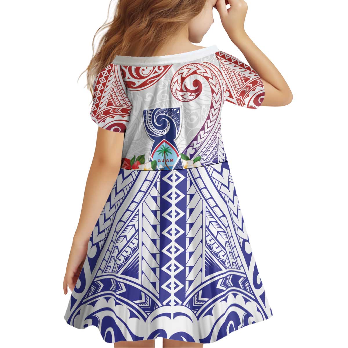 Happy Guam Santa Marian Kamalen Day Kid Short Sleeve Dress LT05 - Polynesian Pride