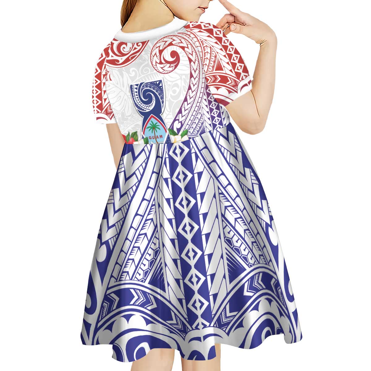 Happy Guam Santa Marian Kamalen Day Kid Short Sleeve Dress LT05 - Polynesian Pride