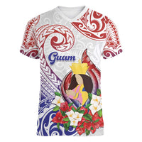 Happy Guam Santa Marian Kamalen Day Women V-Neck T-Shirt LT05 Female White - Polynesian Pride