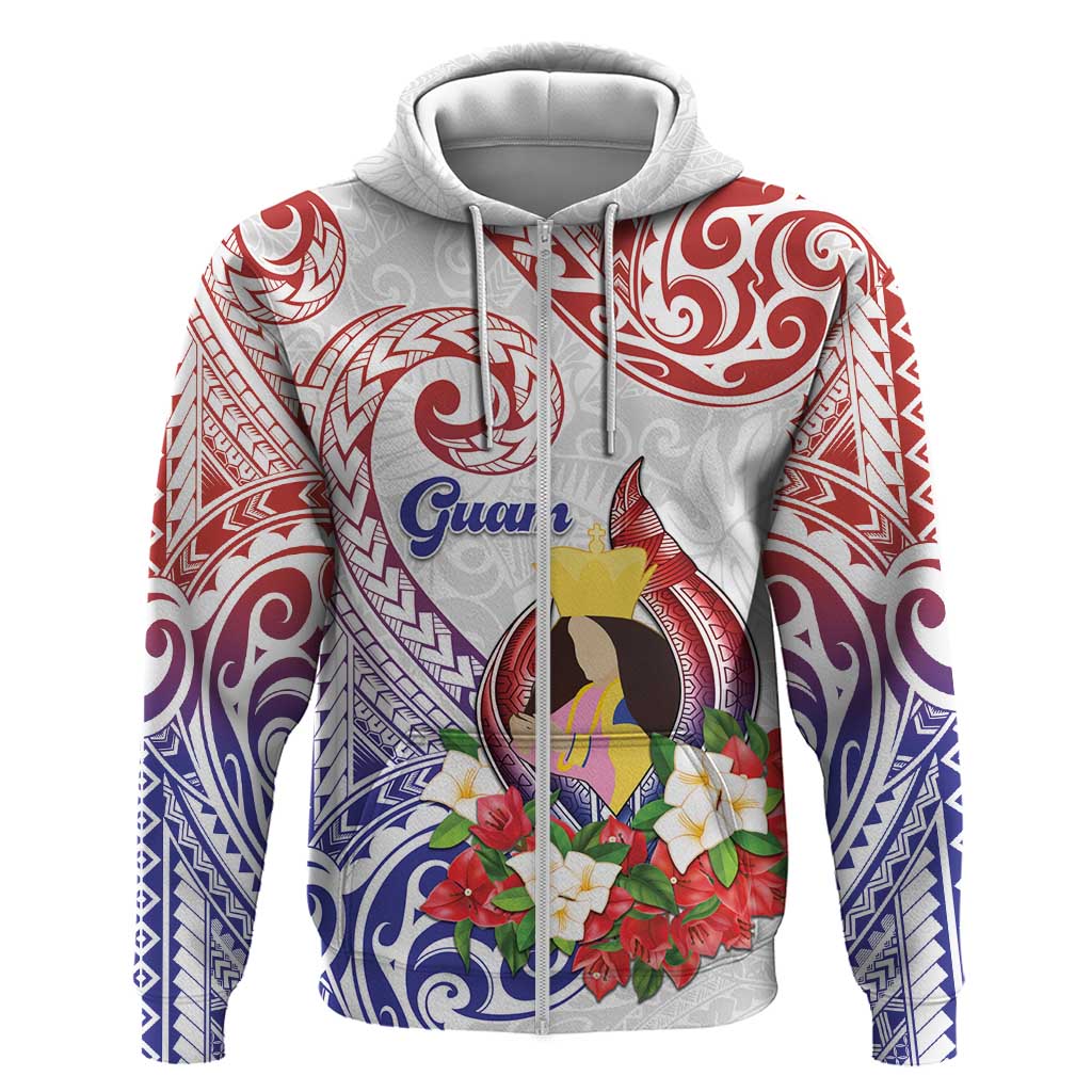 Happy Guam Santa Marian Kamalen Day Zip Hoodie LT05 Zip Hoodie White - Polynesian Pride