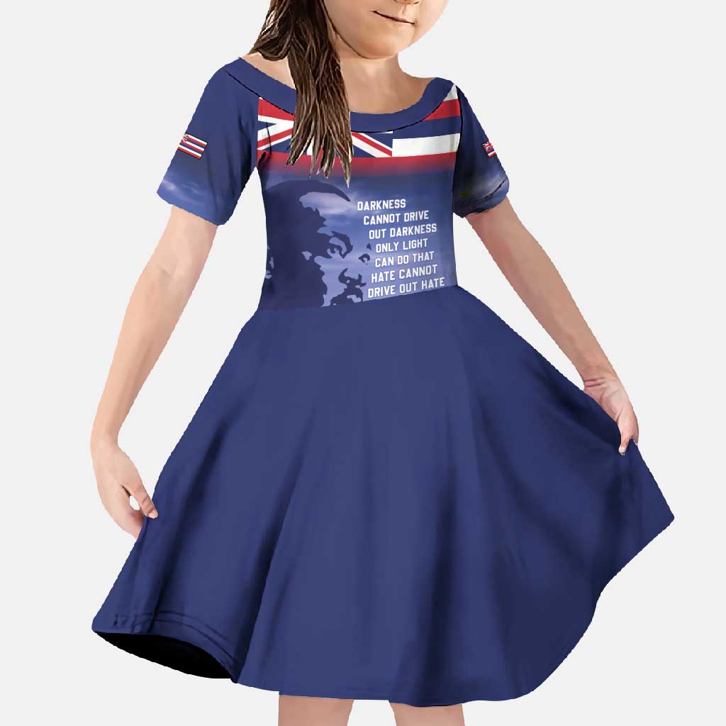 Hawaii MLK Day Family Matching Mermaid Dress and Hawaiian Shirt LT05 Daughter's Dress Blue - Polynesian Pride