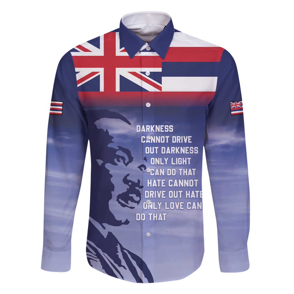 Hawaii MLK Day Family Matching Off The Shoulder Long Sleeve Dress and Hawaiian Shirt LT05 Dad's Shirt - Long Sleeve Blue - Polynesian Pride