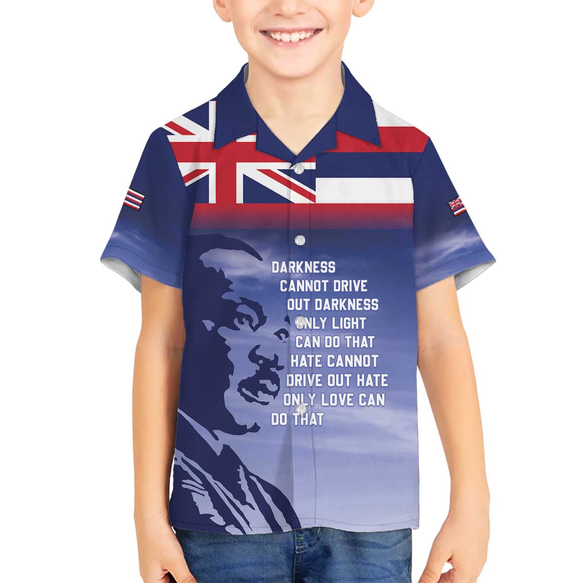 Hawaii MLK Day Family Matching Off The Shoulder Long Sleeve Dress and Hawaiian Shirt LT05 Son's Shirt Blue - Polynesian Pride
