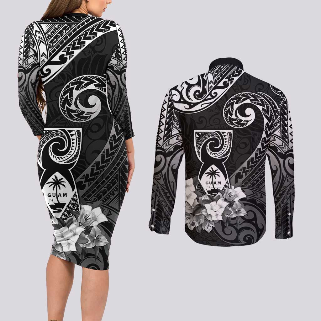Guam MLK Day Couples Matching Long Sleeve Bodycon Dress and Long Sleeve Button Shirt The Legacy Of MLK LT05 - Polynesian Pride