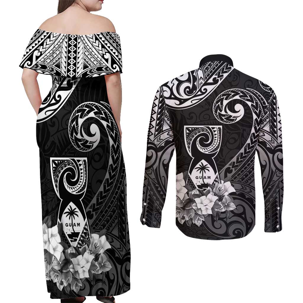 Guam MLK Day Couples Matching Off Shoulder Maxi Dress and Long Sleeve Button Shirt The Legacy Of MLK LT05 - Polynesian Pride