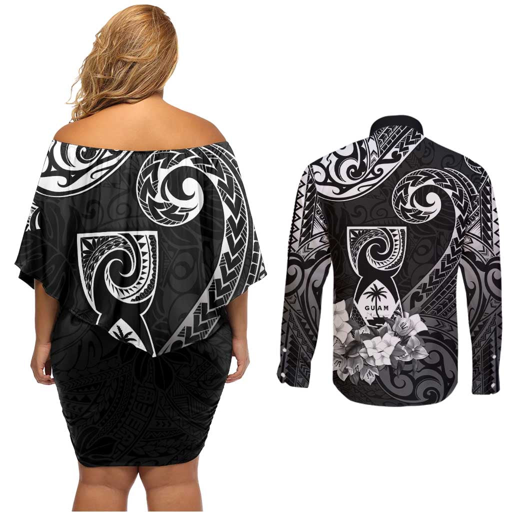 Guam MLK Day Couples Matching Off Shoulder Short Dress and Long Sleeve Button Shirt The Legacy Of MLK LT05 - Polynesian Pride