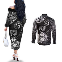 Guam MLK Day Couples Matching Off The Shoulder Long Sleeve Dress and Long Sleeve Button Shirt The Legacy Of MLK LT05 - Polynesian Pride